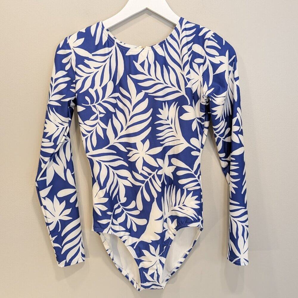 Kate Spade Women One-piece Long Sleeve Rash Guard Blue Berry Swimwear  - Size S